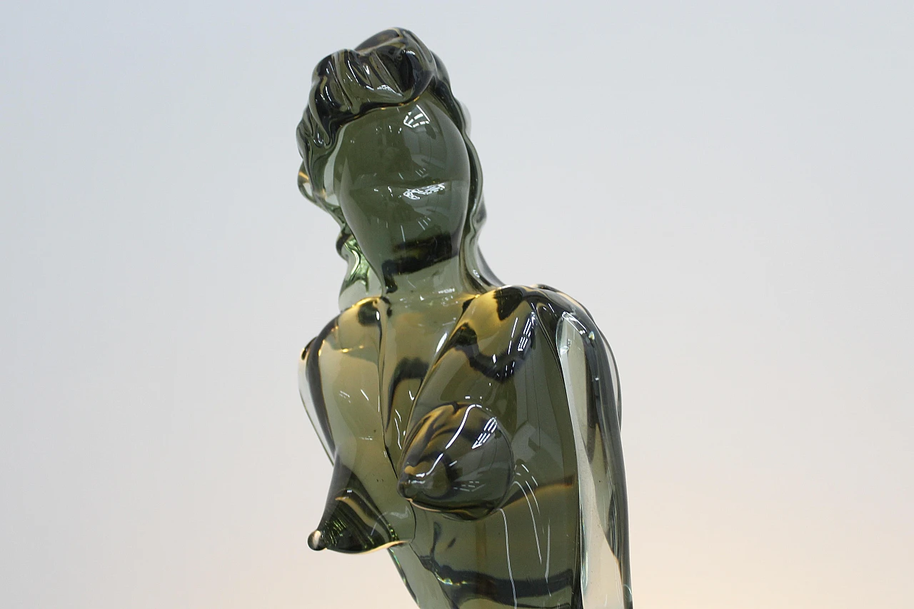 Glass female nude sculpture attributed to L. Rosin, 1970s 6