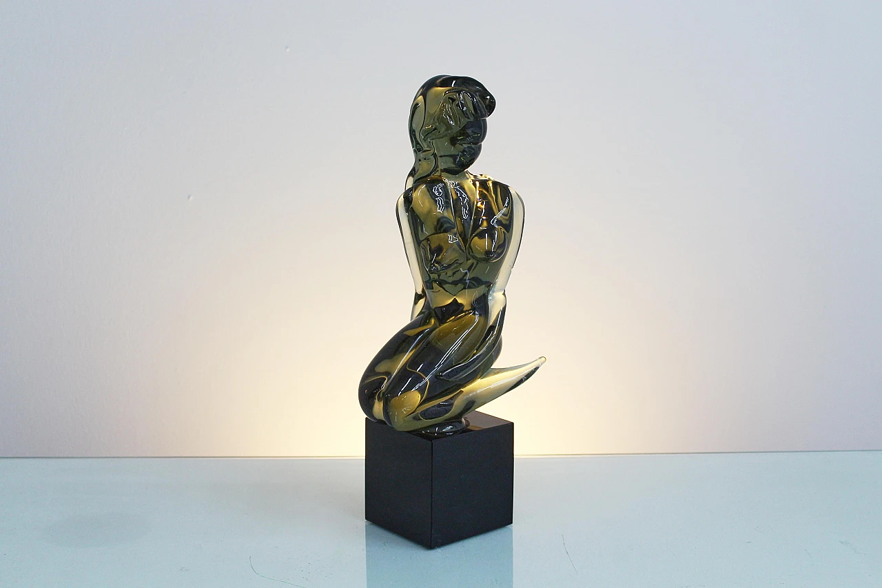 Glass female nude sculpture attributed to L. Rosin, 1970s 7