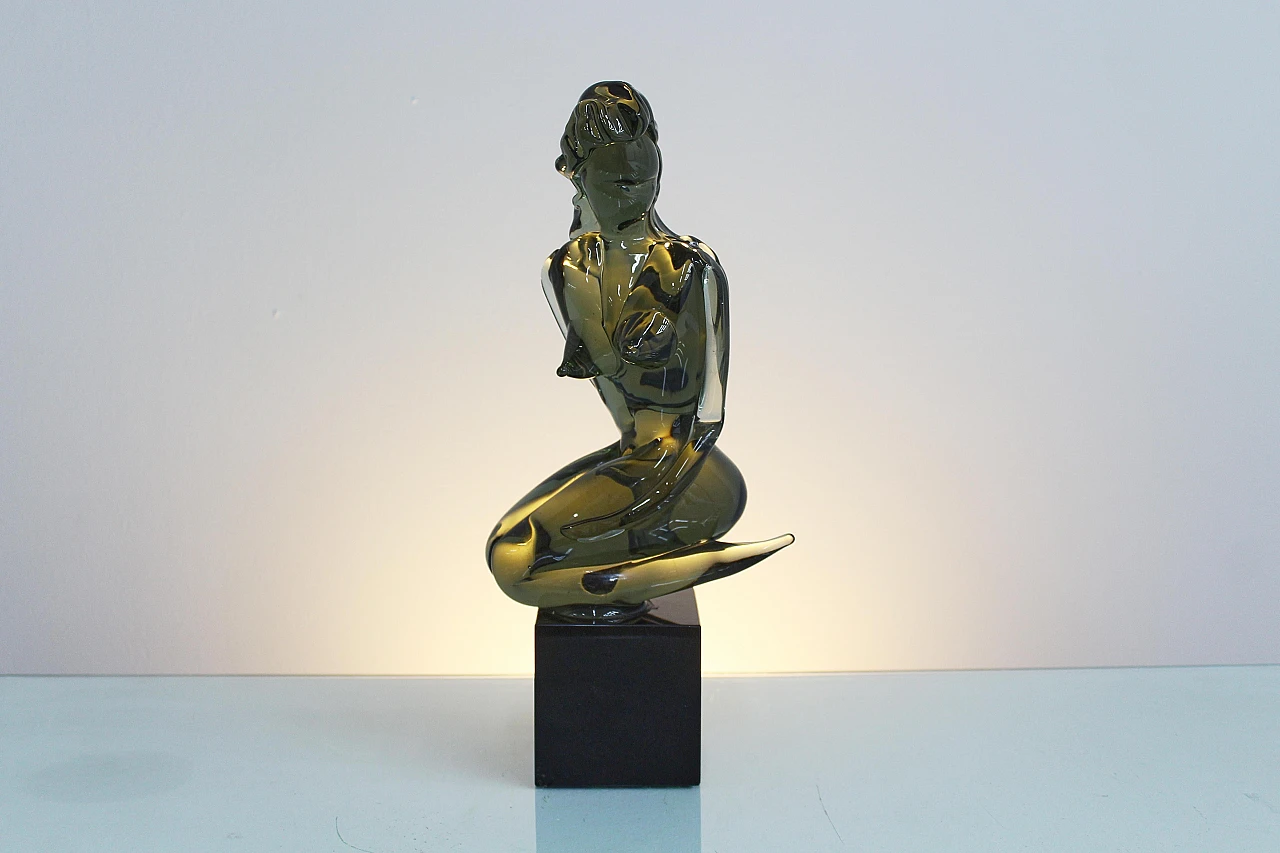 Glass female nude sculpture attributed to L. Rosin, 1970s 8