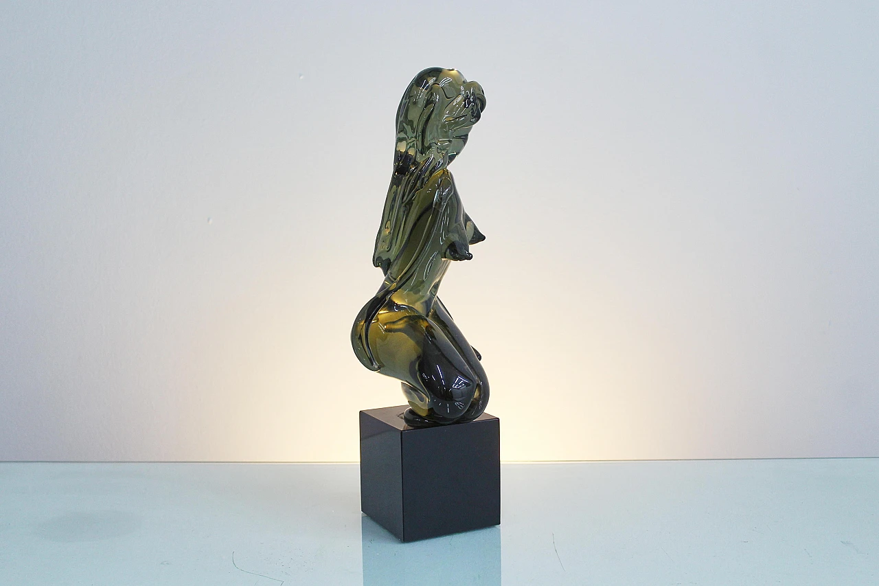 Glass female nude sculpture attributed to L. Rosin, 1970s 12