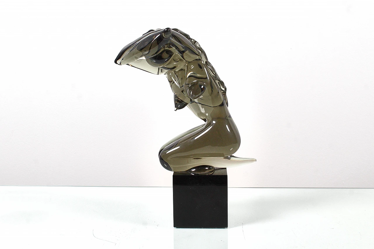 Glass female nude sculpture attributed to Rosin, 1970s 3
