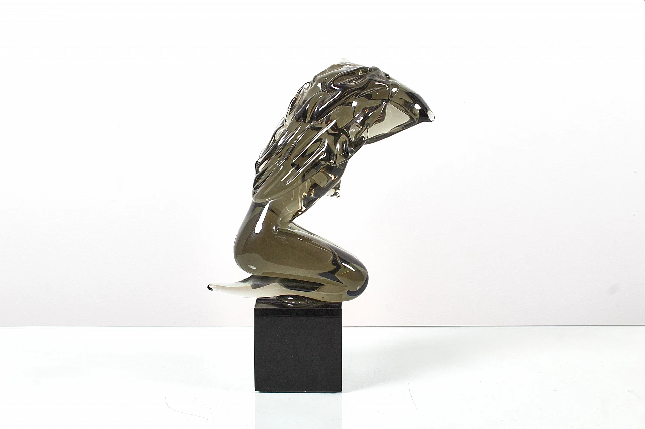 Glass female nude sculpture attributed to Rosin, 1970s 5