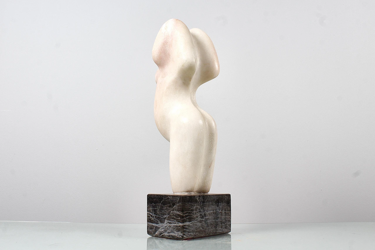 V. Gentile, Female nude, Carrara marble sculpture, 1960s 5