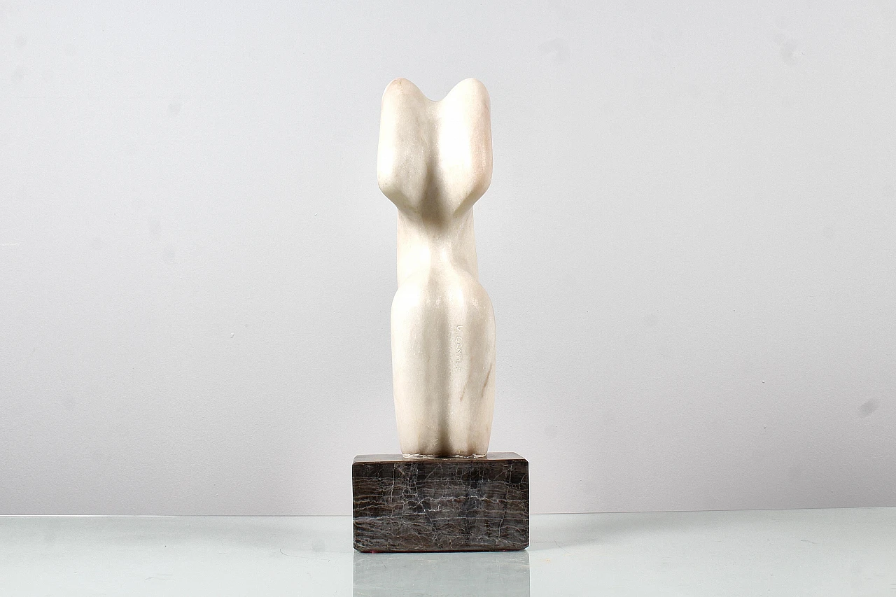 V. Gentile, Female nude, Carrara marble sculpture, 1960s 6