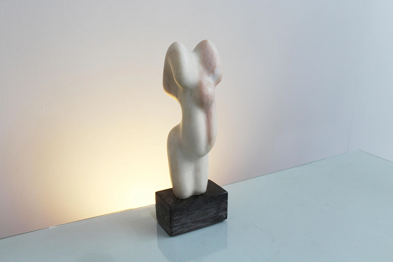 V. Gentile, Female nude, Carrara marble sculpture, 1960s 11