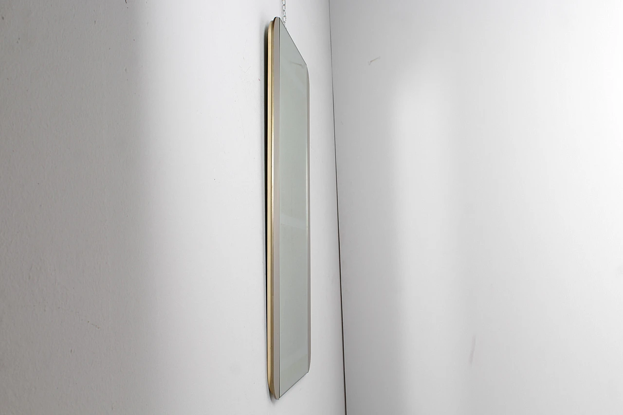 Satin metal wall mirror with rounded corners, 1970s 10