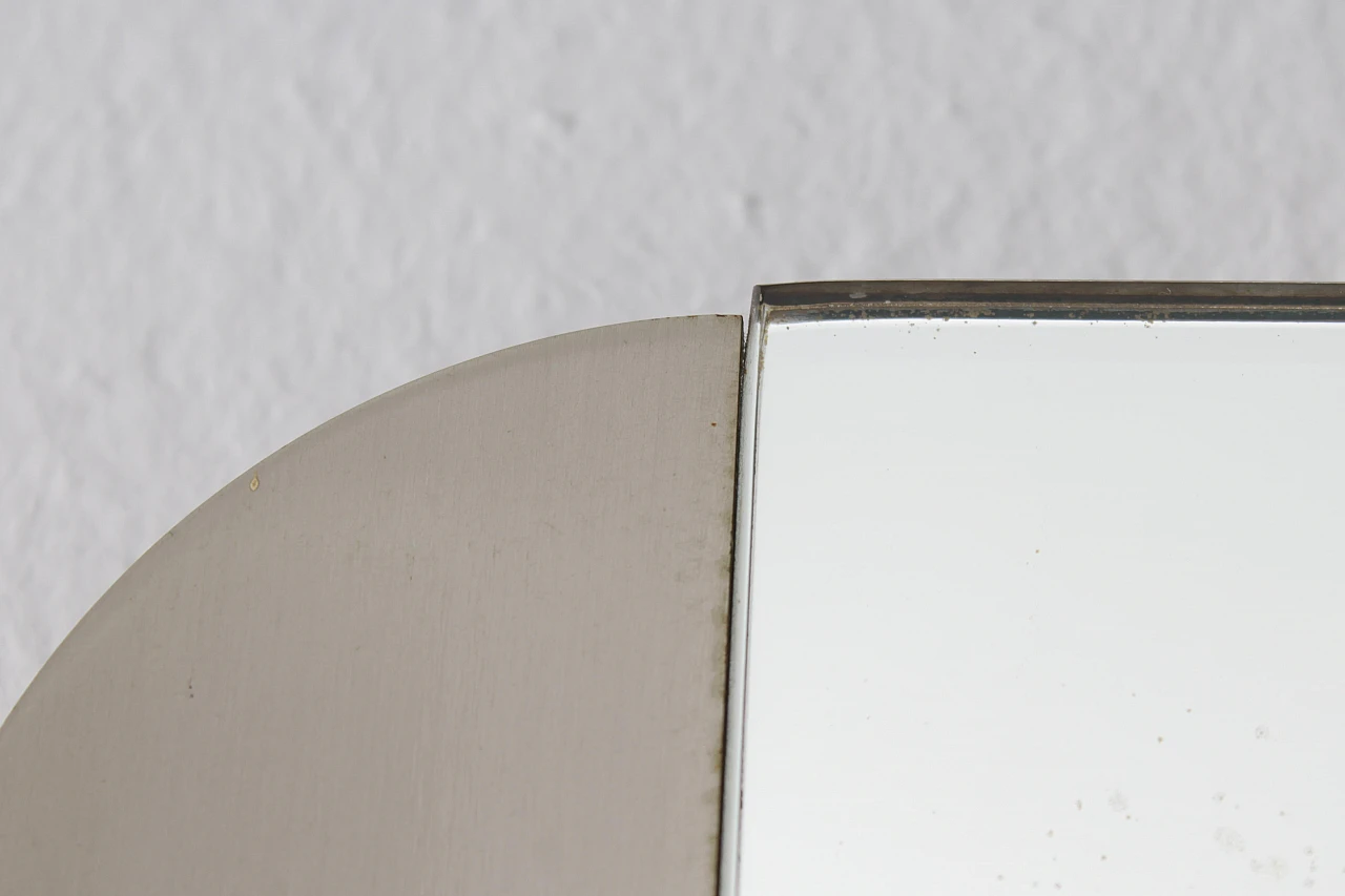 Satin metal wall mirror with rounded corners, 1970s 12