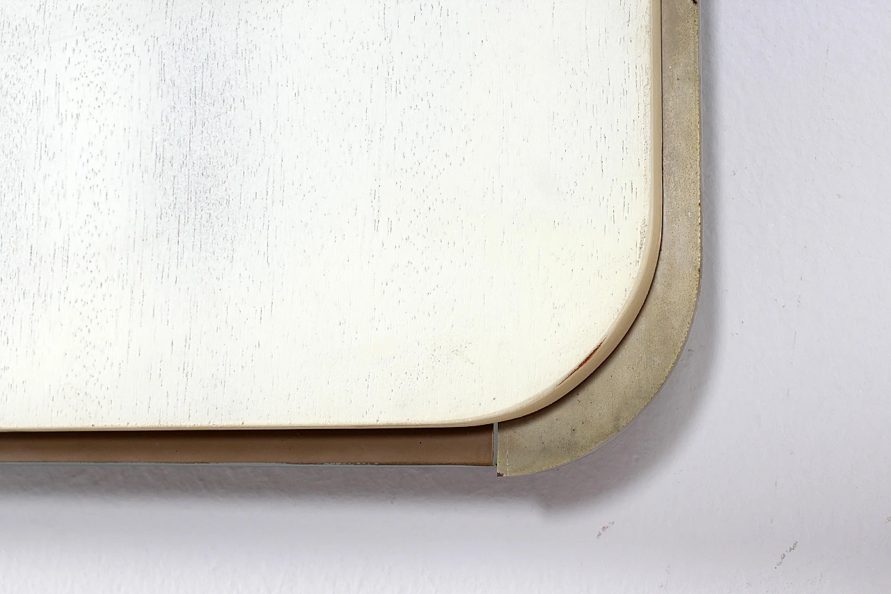 Satin metal wall mirror with rounded corners, 1970s 16