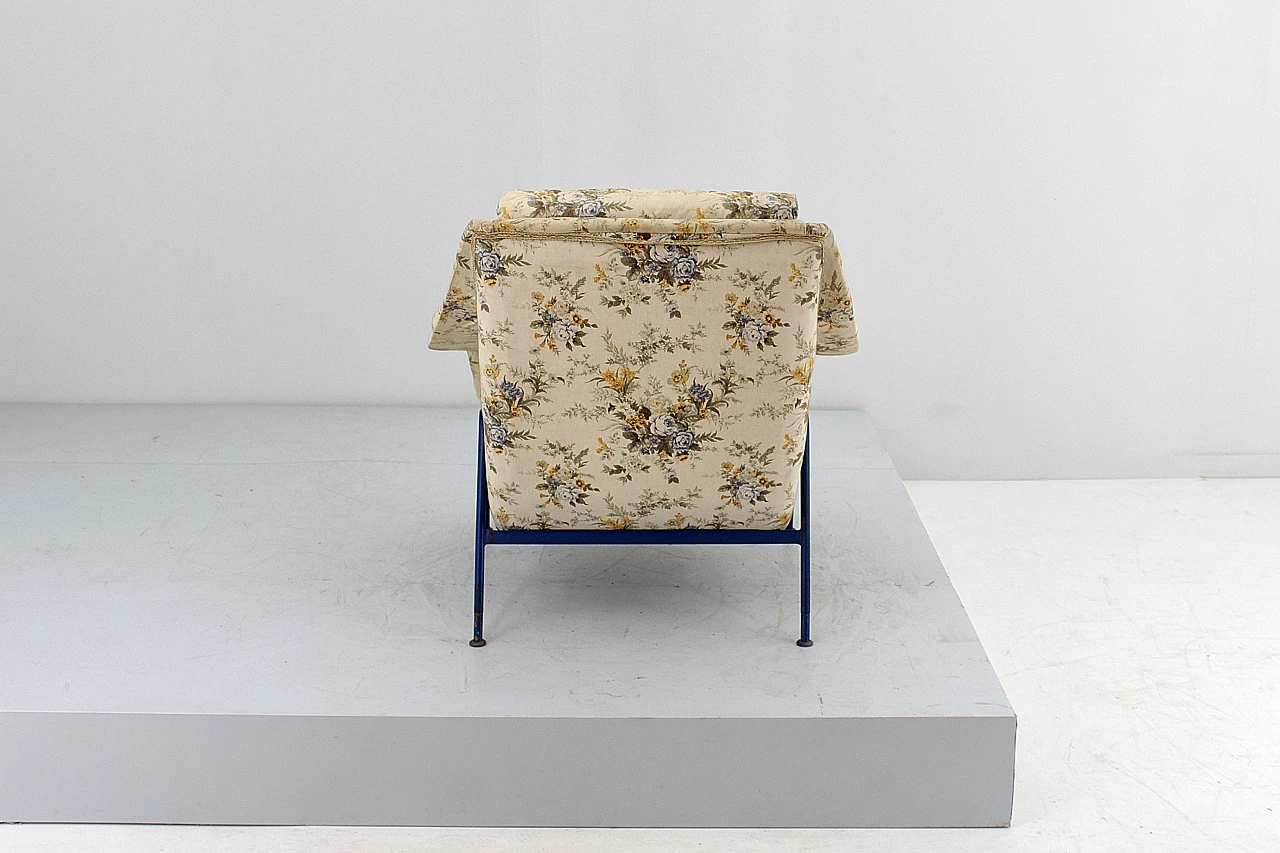 Blue metal and fabric armchair in the style of G. Rinaldi, 1950s 5