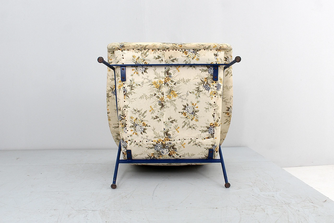 Blue metal and fabric armchair in the style of G. Rinaldi, 1950s 16