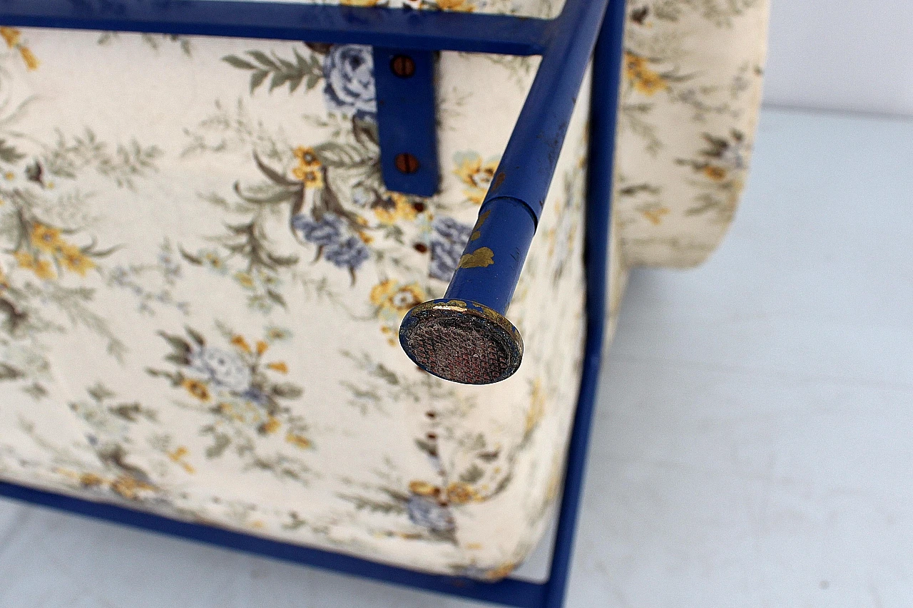 Blue metal and fabric armchair in the style of G. Rinaldi, 1950s 17