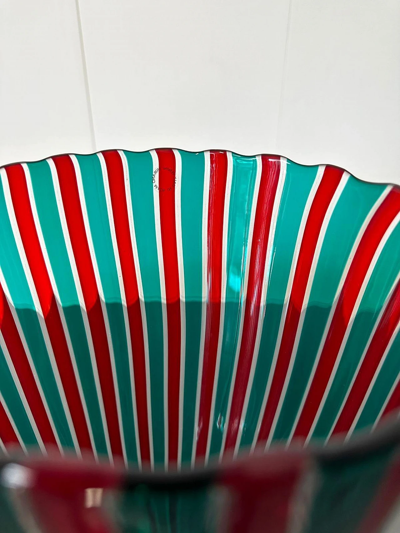 Vaso in vetro rosso e verde di Gio Ponti per Venini, 1988 7