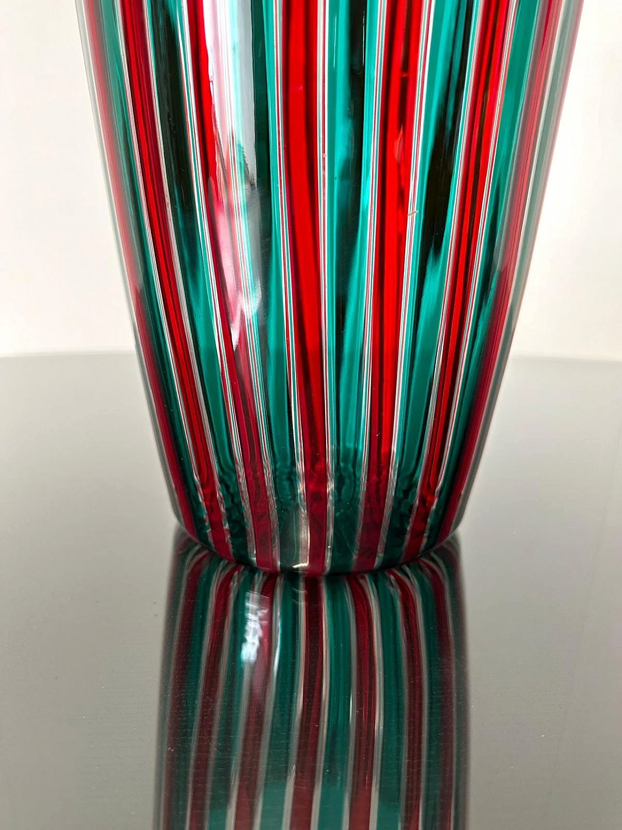 Red and green glass vase by Gio Ponti for Venini, 1988 12