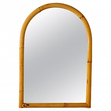 Bamboo arched wall mirror in the style of Bonacina, 1960s