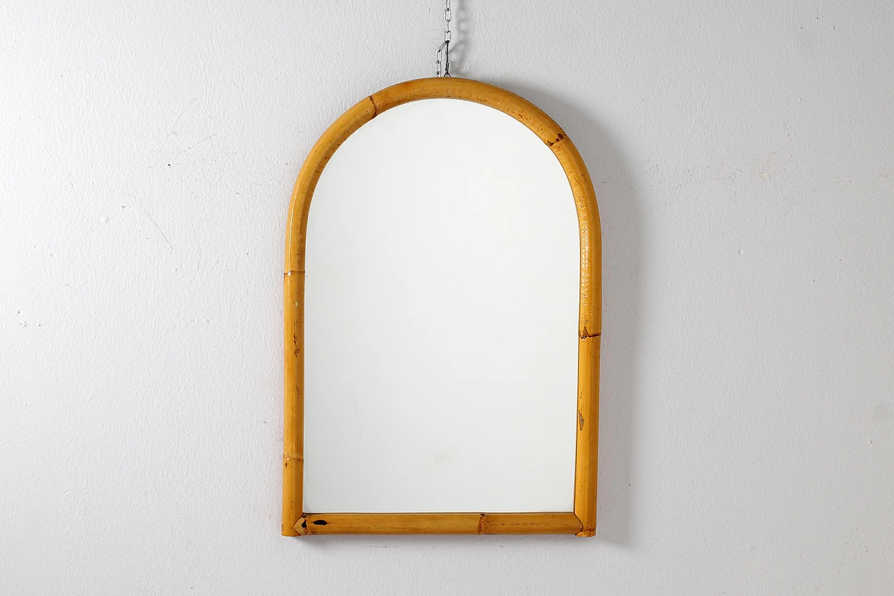 Bamboo arched wall mirror in the style of Bonacina, 1960s 3