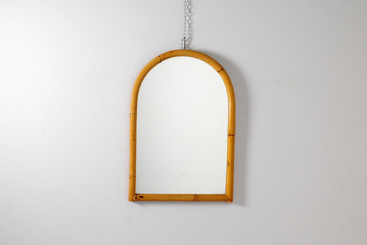 Bamboo arched wall mirror in the style of Bonacina, 1960s 4