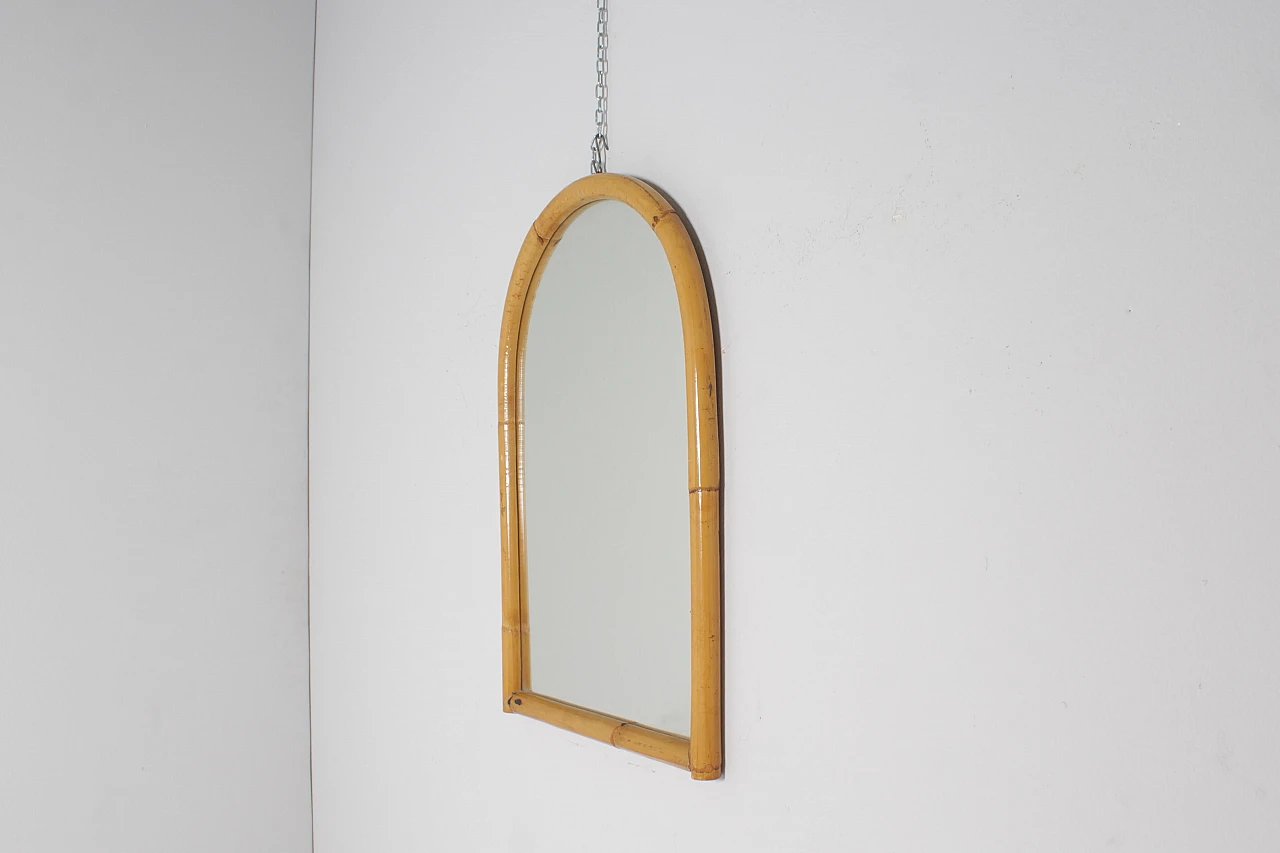 Bamboo arched wall mirror in the style of Bonacina, 1960s 5