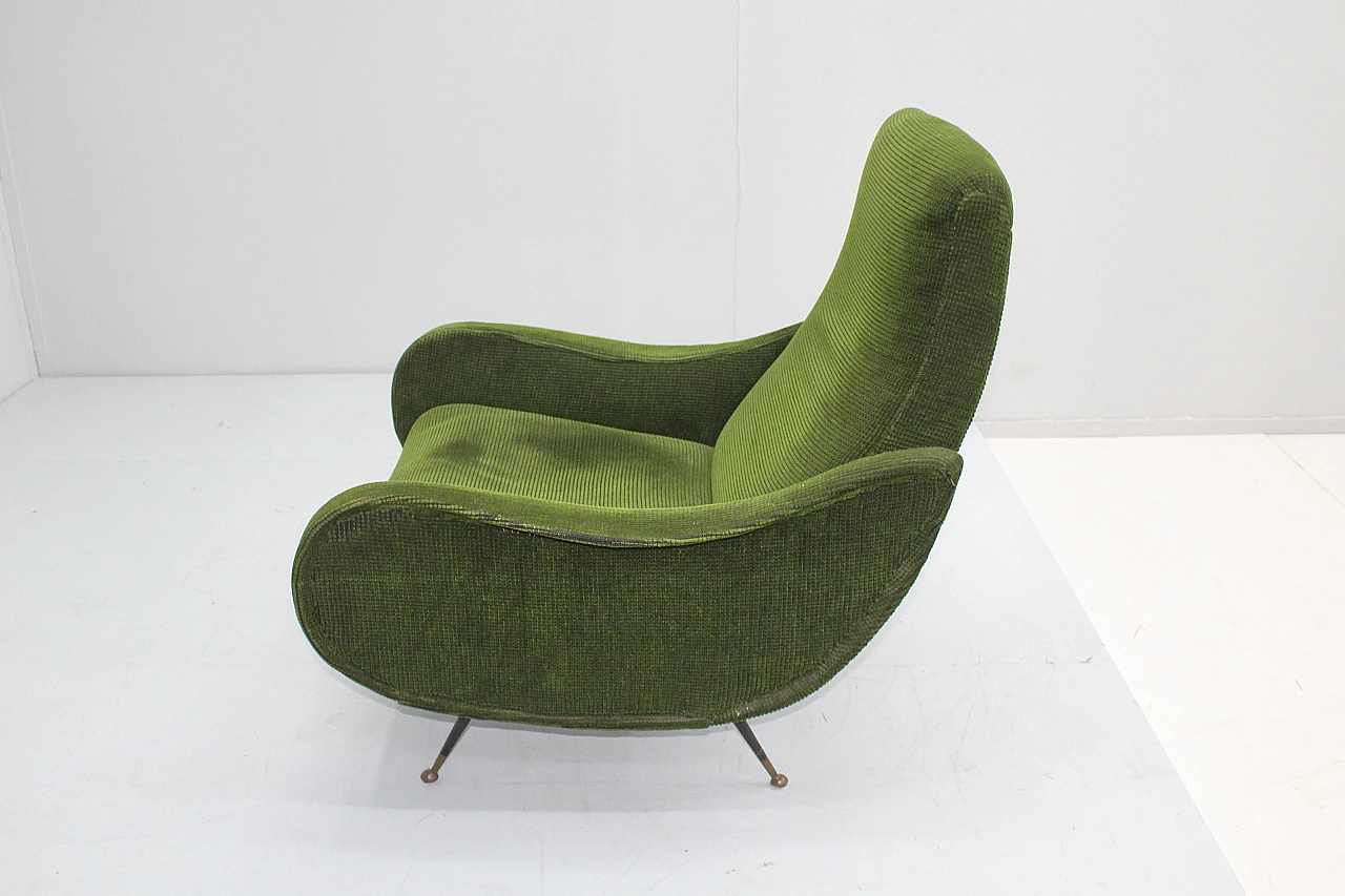 Wood and green velvet armchair in the style of M. Zanuso, 1950s 8