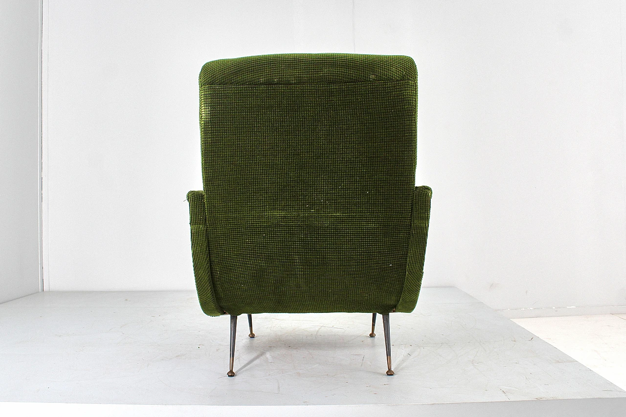 Wood and green velvet armchair in the style of M. Zanuso, 1950s 9