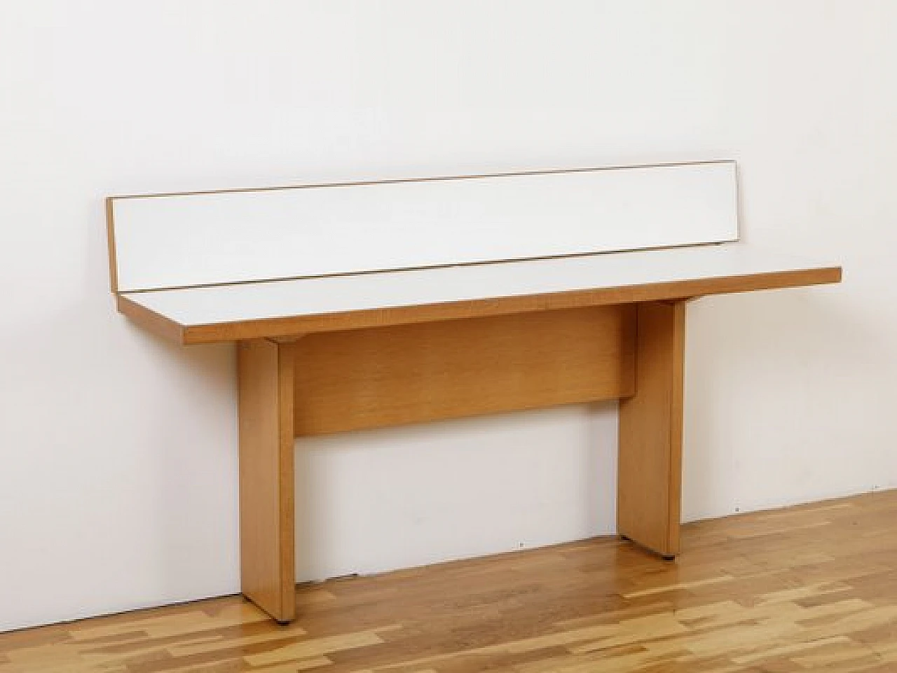 Console table in light wood and white laminate, 1980s 1