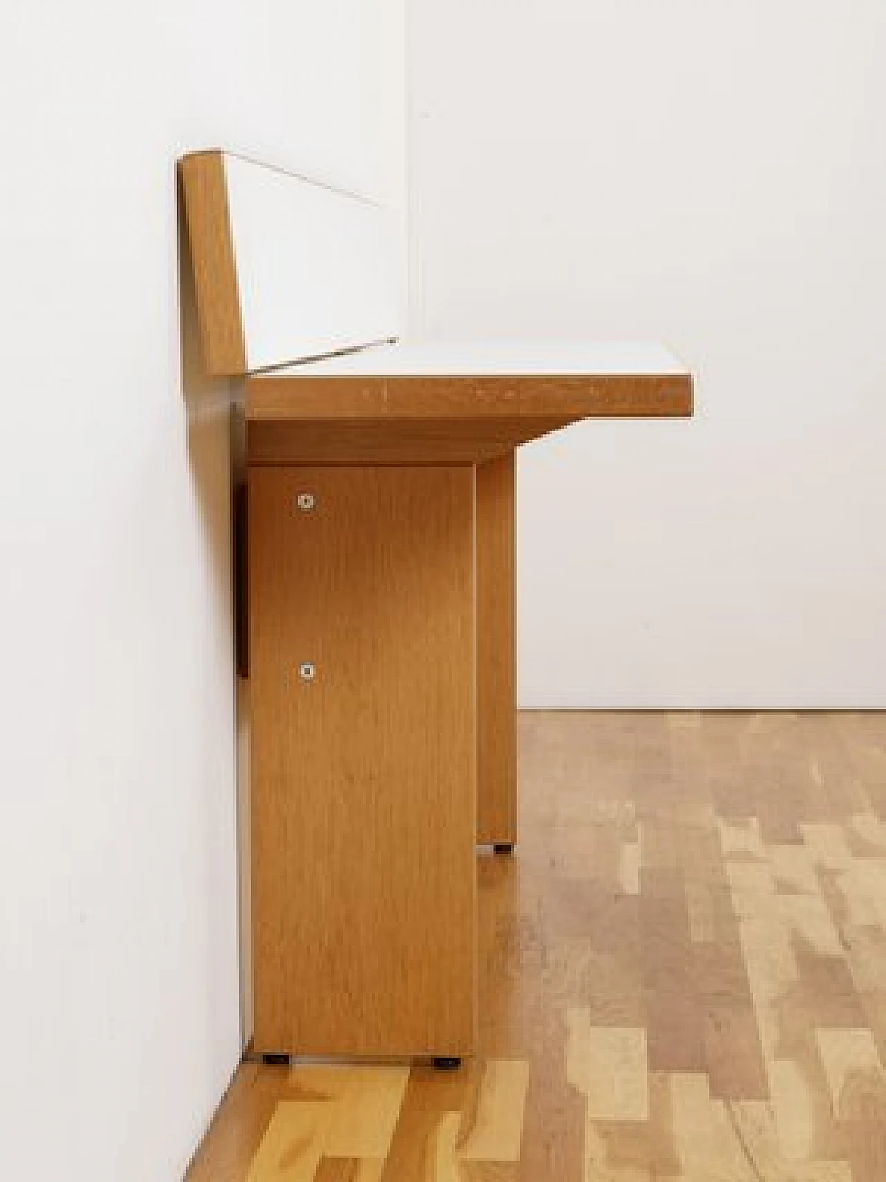 Console table in light wood and white laminate, 1980s 3