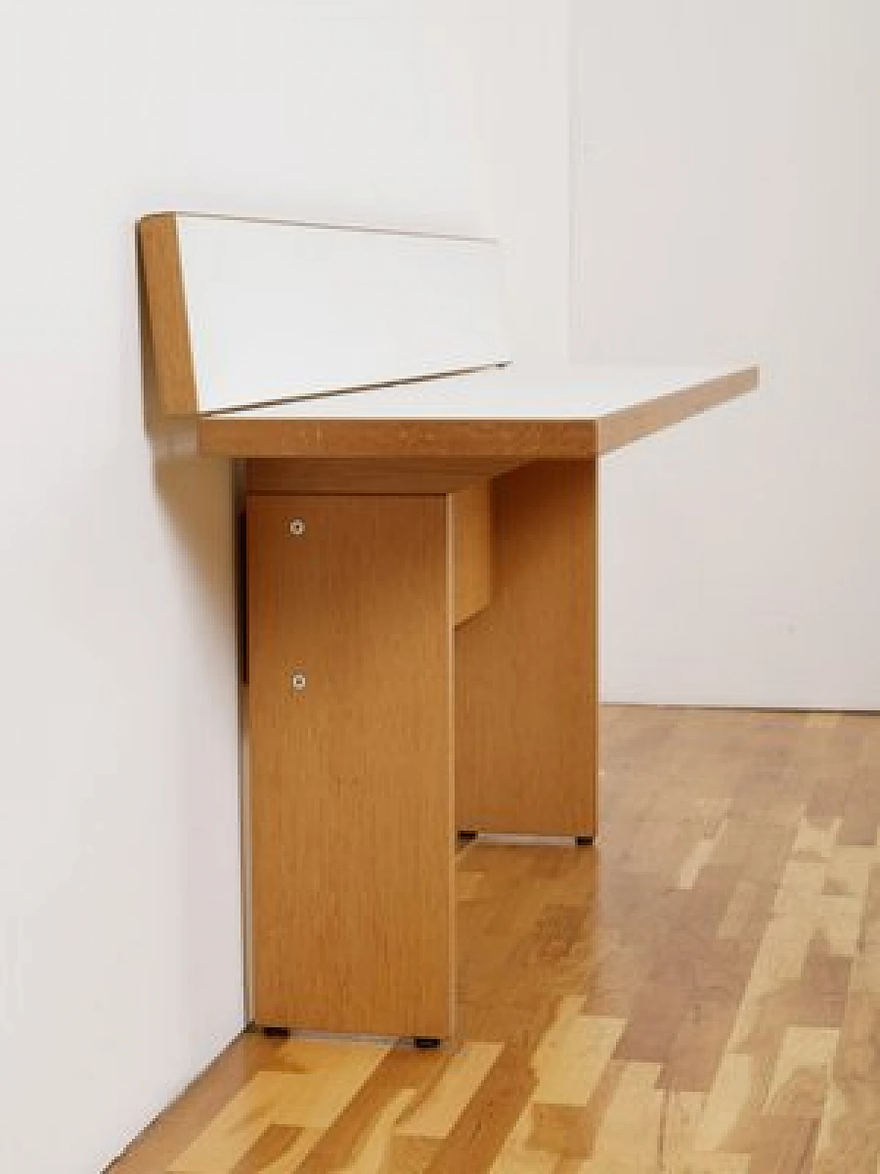 Console table in light wood and white laminate, 1980s 4