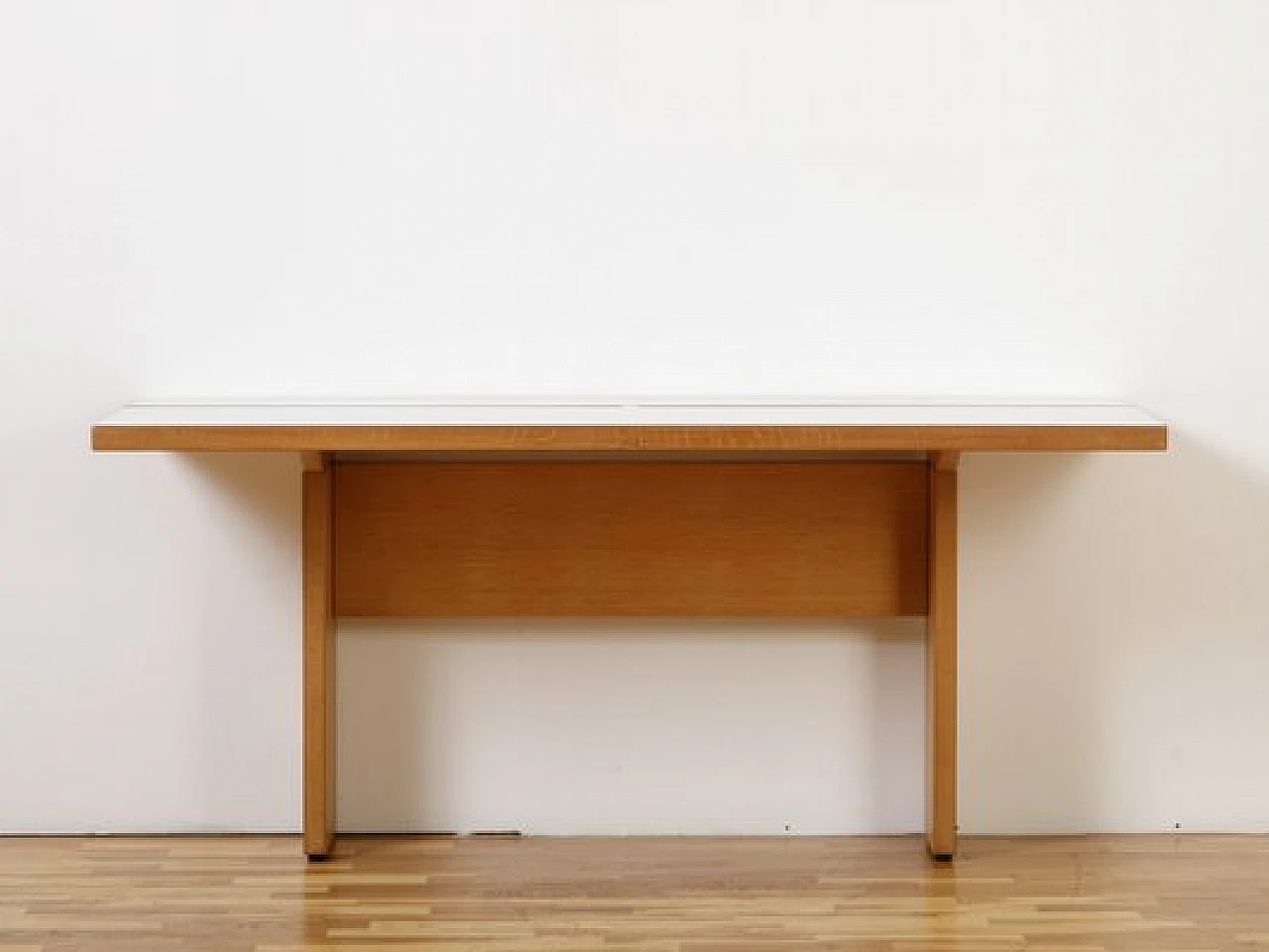 Console table in light wood and white laminate, 1980s 7