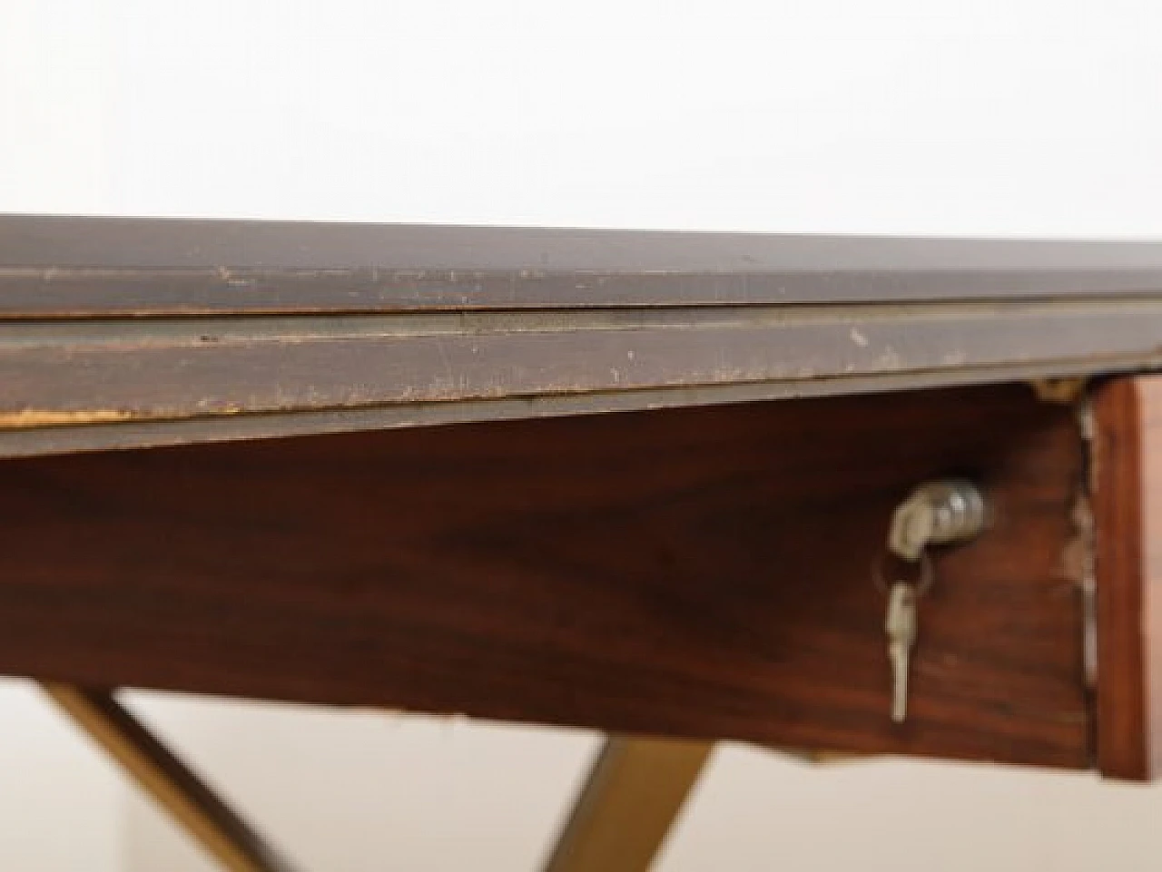 Wood and steel desk with two drawers, 1960s 8