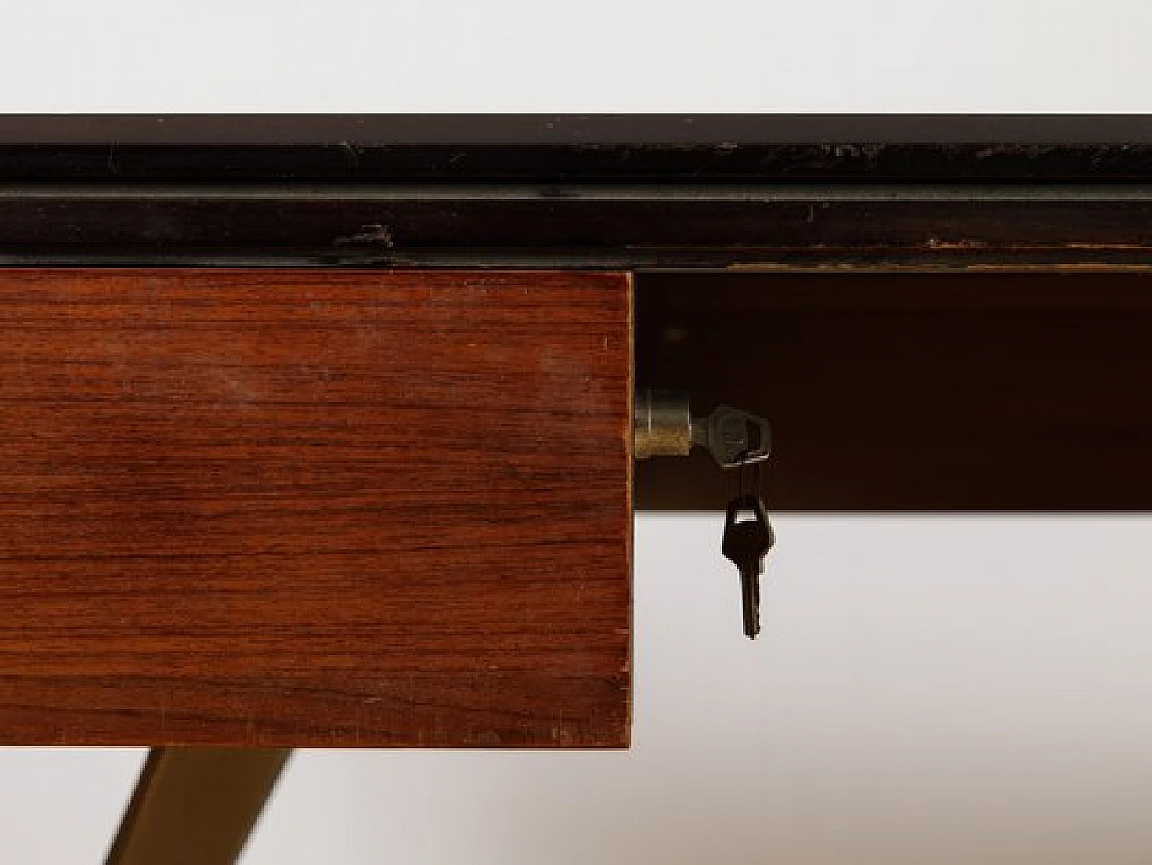 Wood and steel desk with two drawers, 1960s 10