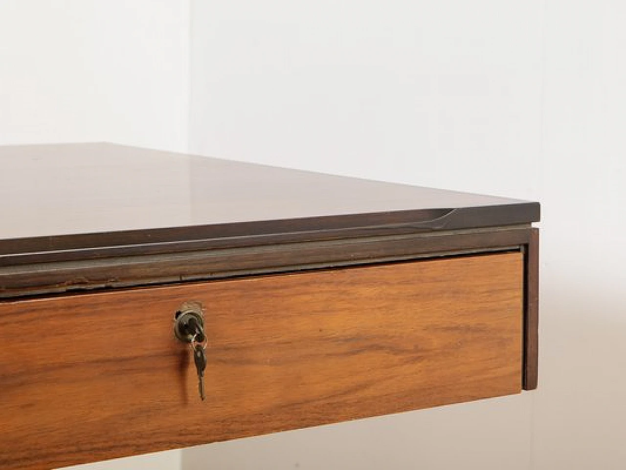 Wood and steel desk with two drawers, 1960s 13