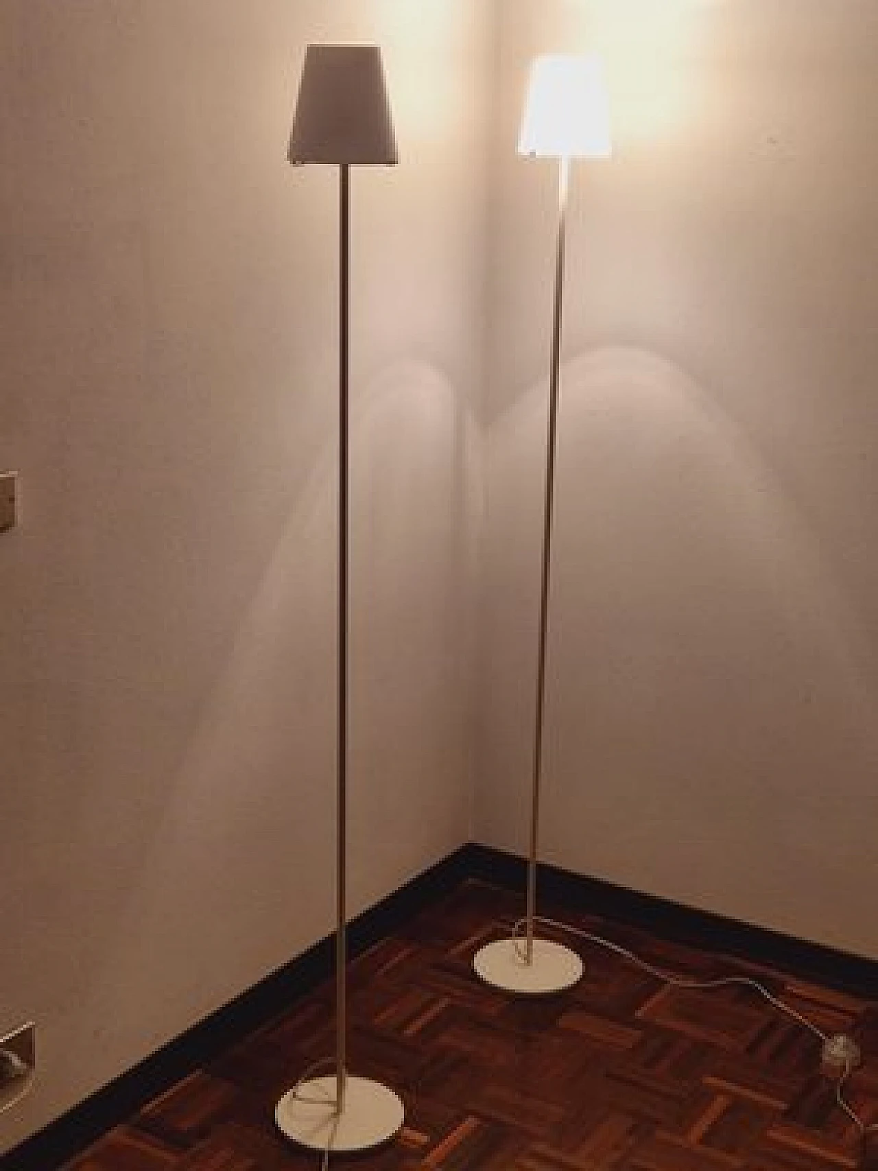 Pair of metal and glass floor lamps by Viabizuno, 2000s 5