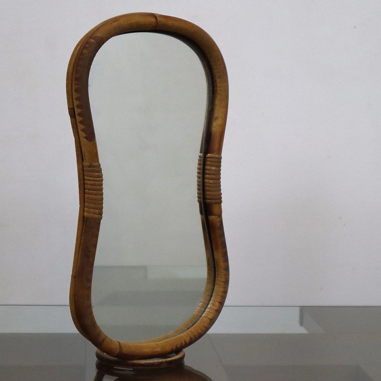 Bamboo self standing mirror, 1960s 5