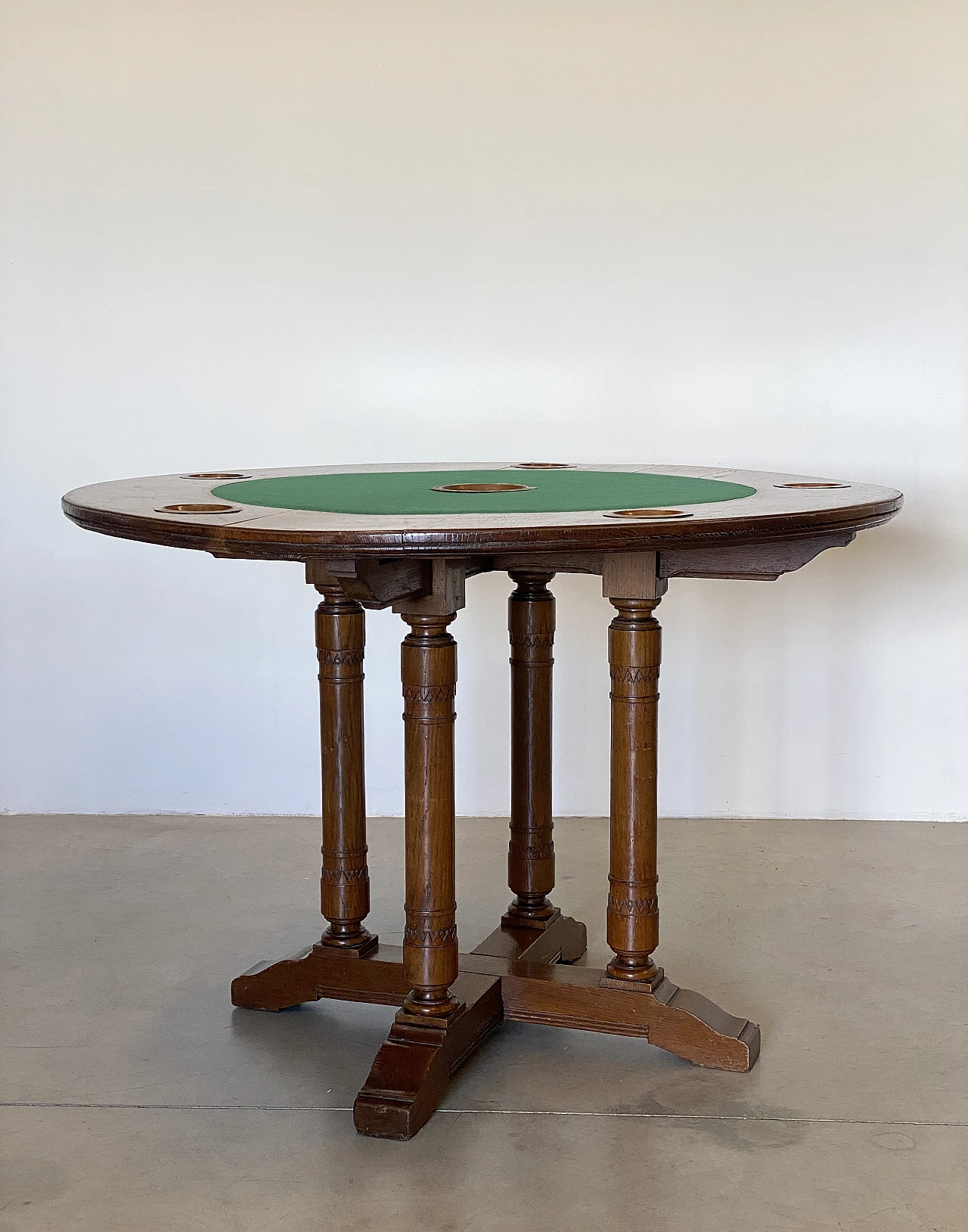 Coppia di tavoli da gioco in rovere, anni '40 9