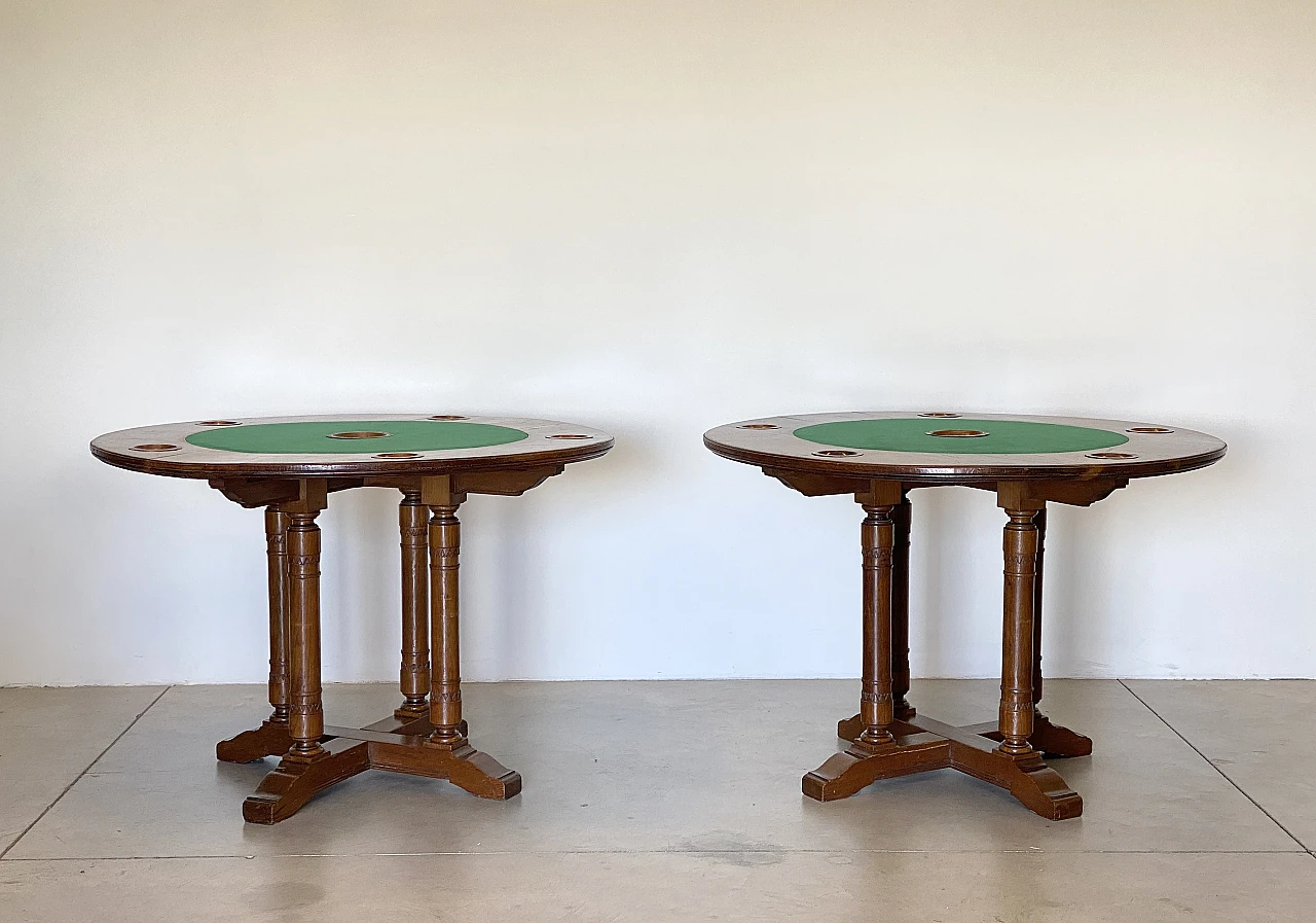 Pair of oak gaming tables, 1940s 19