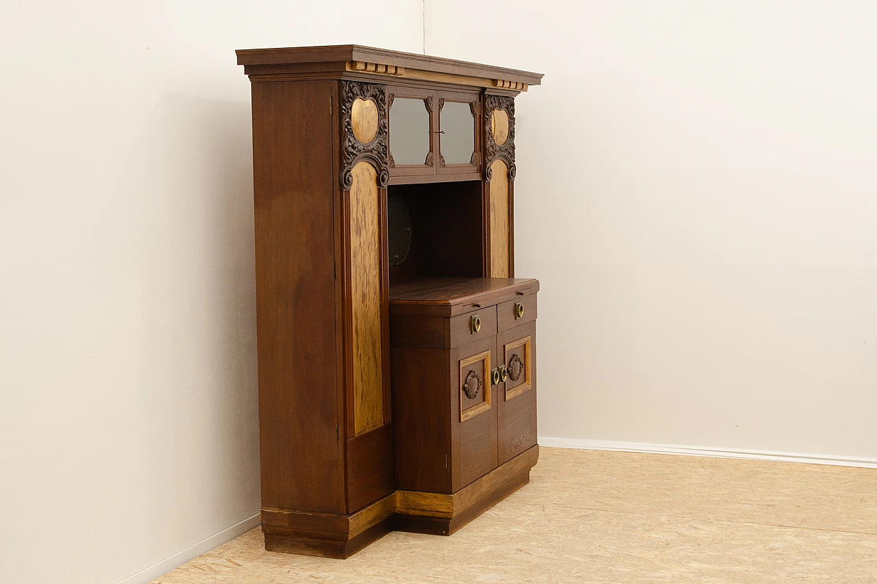 Credenza Art Nouveau austro-ungherese in rovere e ottone, anni '10 3