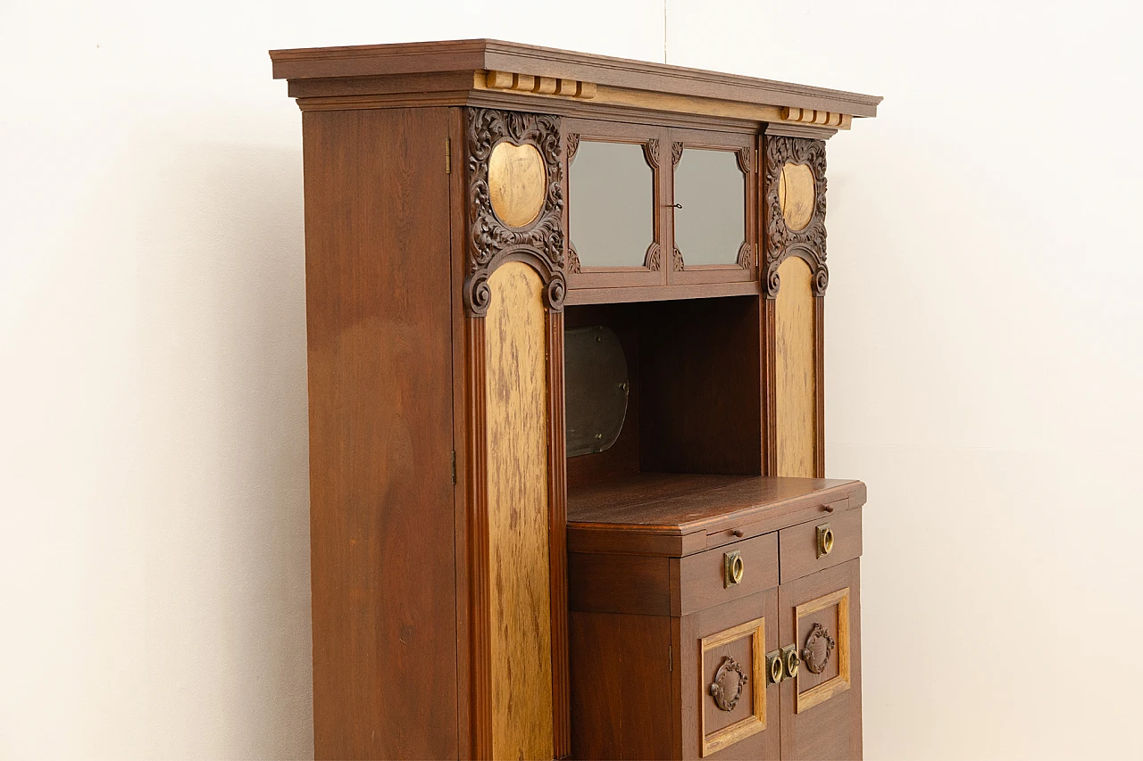 Credenza Art Nouveau austro-ungherese in rovere e ottone, anni '10 4