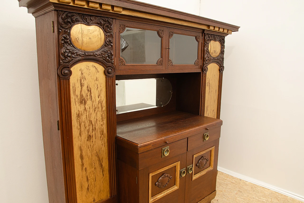 Credenza Art Nouveau austro-ungherese in rovere e ottone, anni '10 5