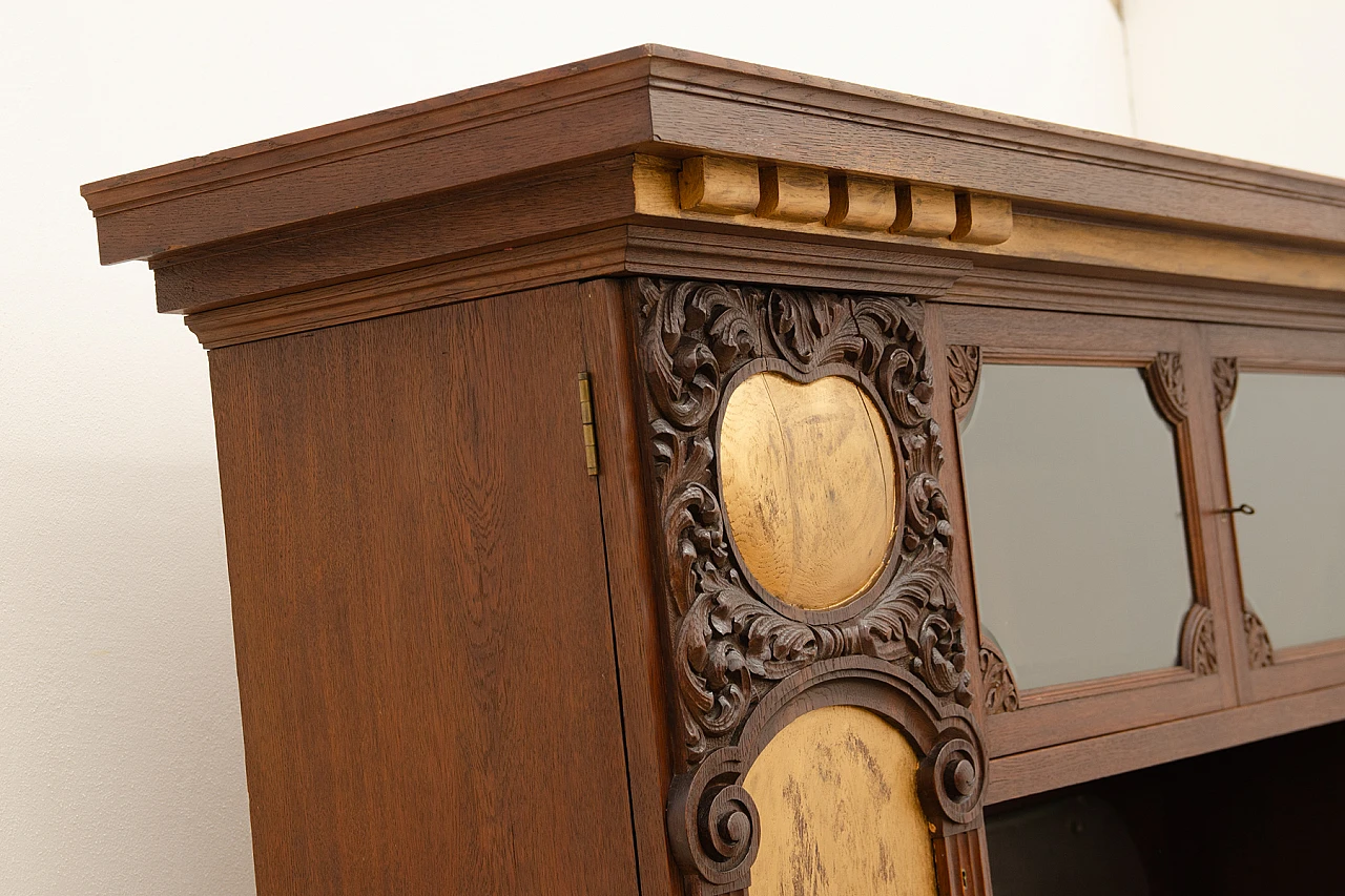 Credenza Art Nouveau austro-ungherese in rovere e ottone, anni '10 6