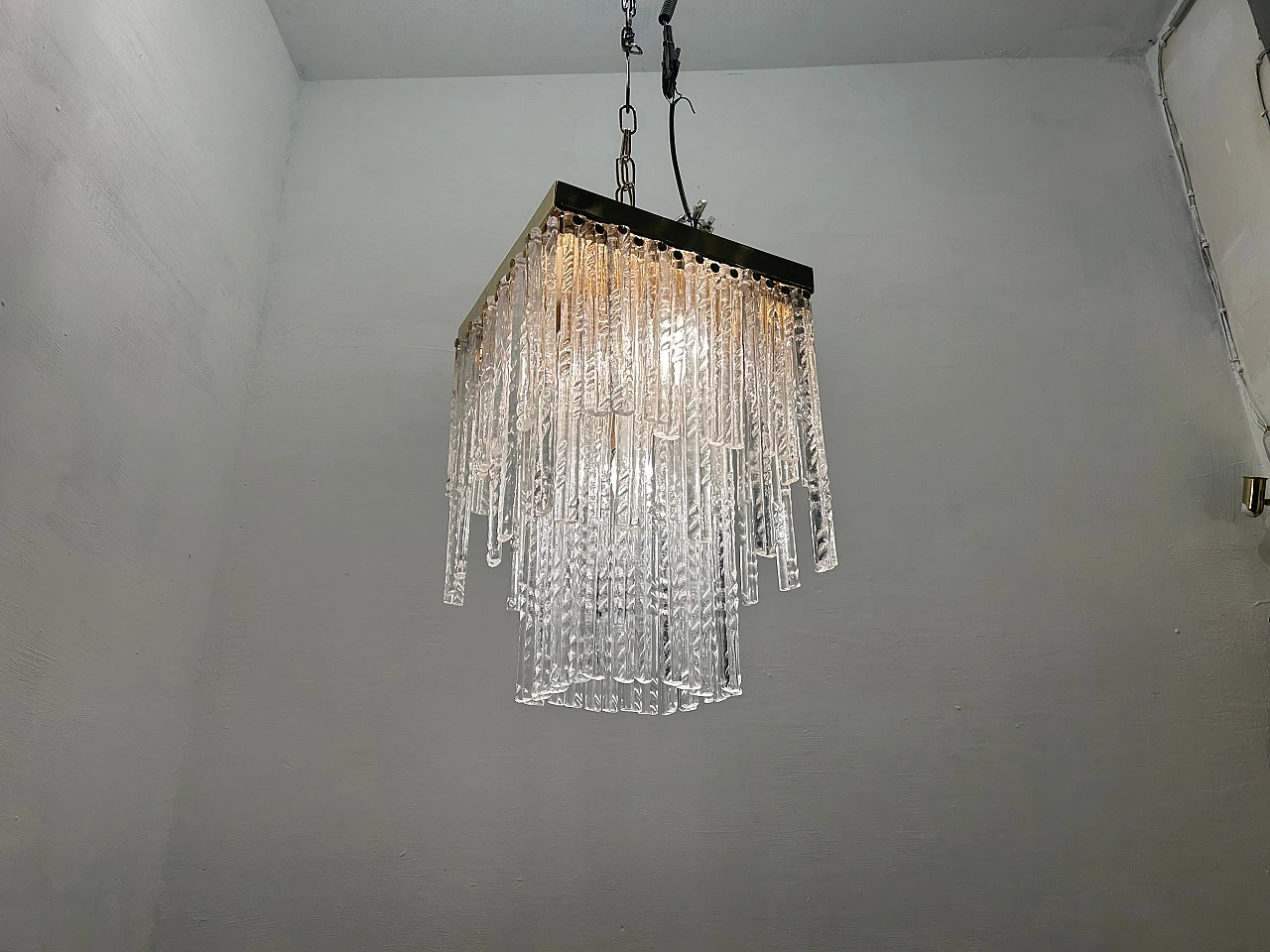 Suspension lamp with Murano glass stems, 1980s 4