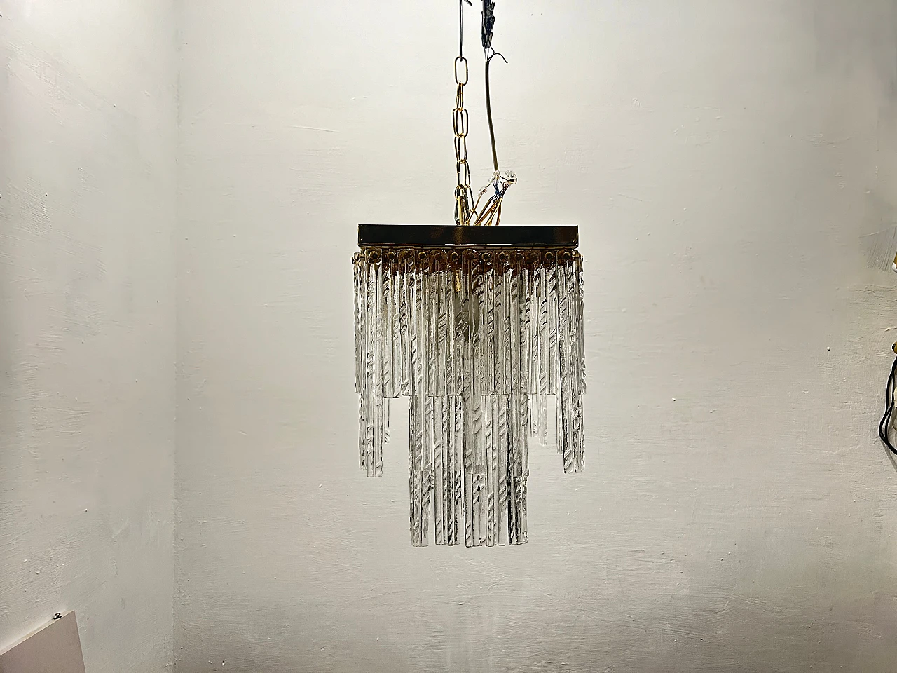 Suspension lamp with Murano glass stems, 1980s 5