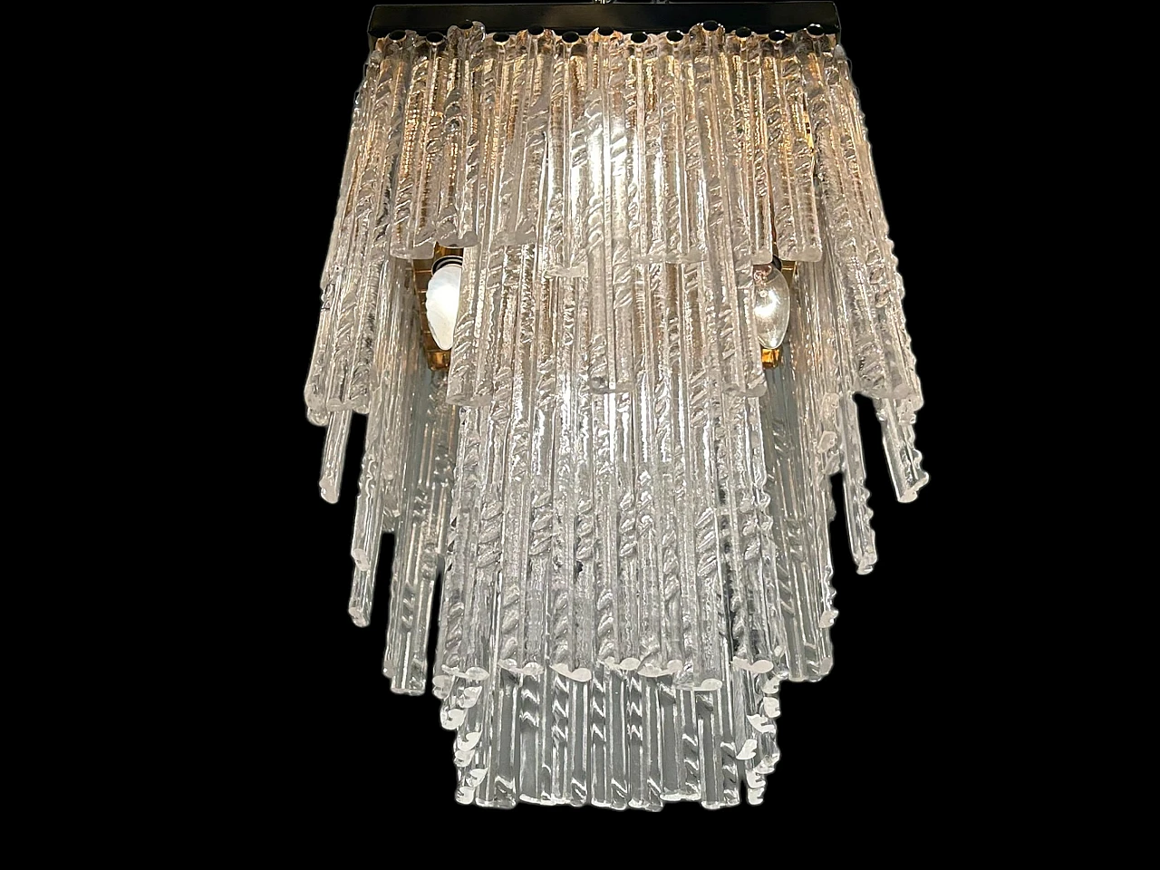 Suspension lamp with Murano glass stems, 1980s 7