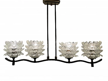 Bronze and Murano glass chandelier by Barovier & Toso, 1940s