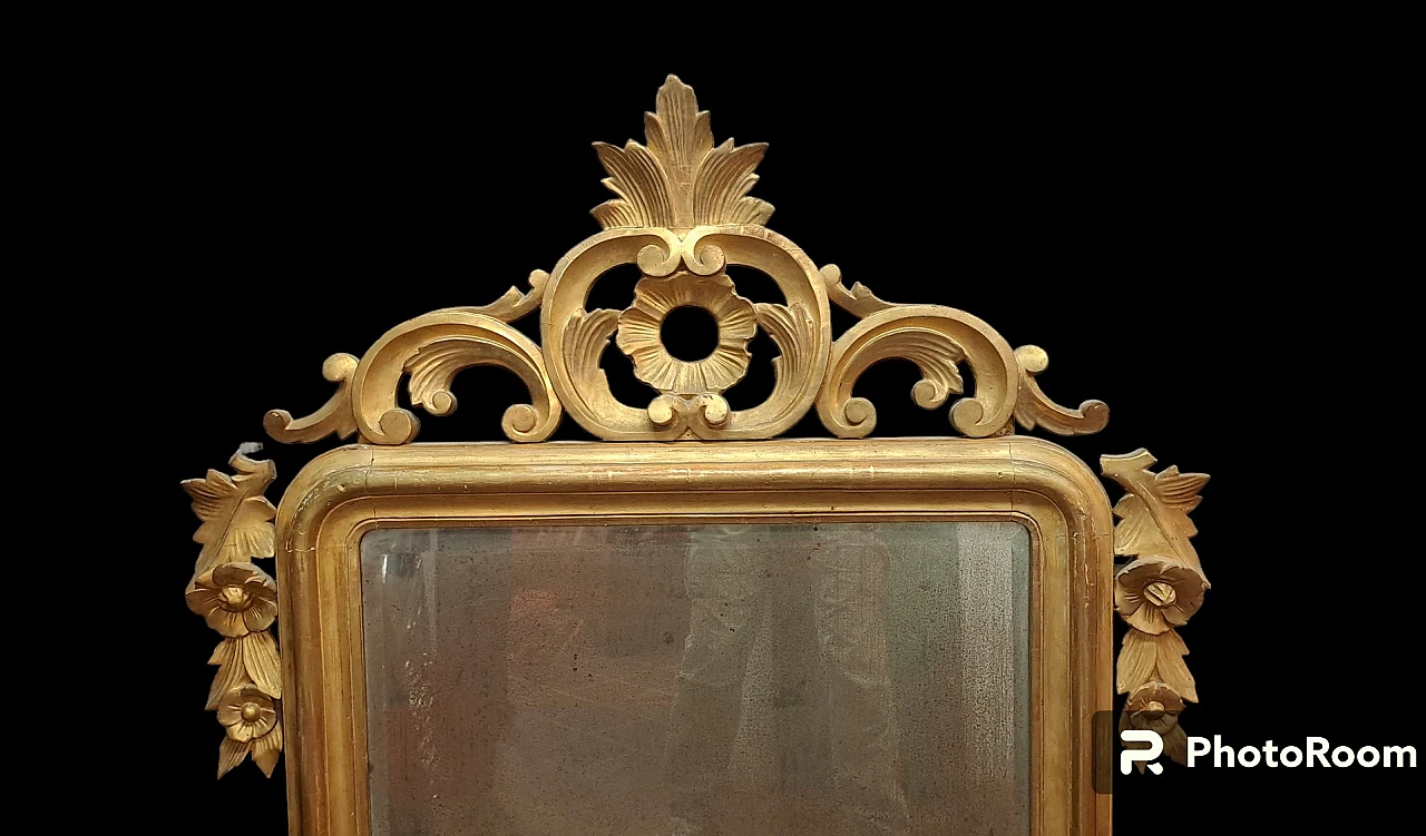 Mirror with rectangular gilded wooden frame, 19th century 3