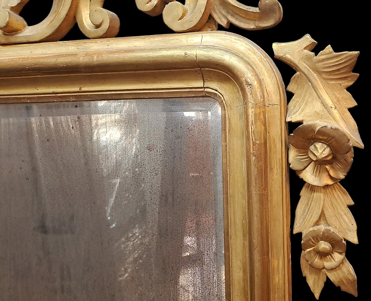 Mirror with rectangular gilded wooden frame, 19th century 7