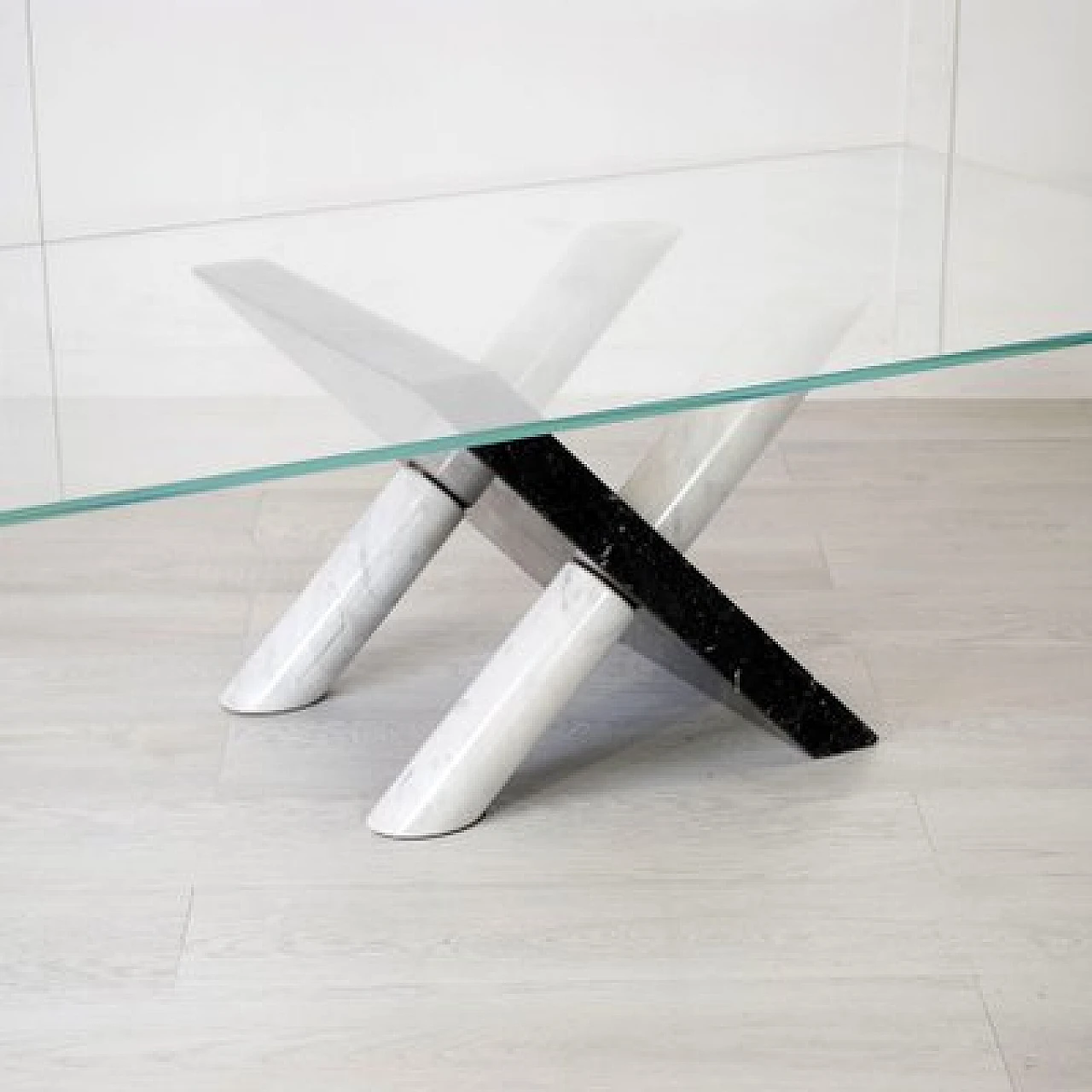 Glass and marble coffee table by Maurizio Cattelan, 1980s 4