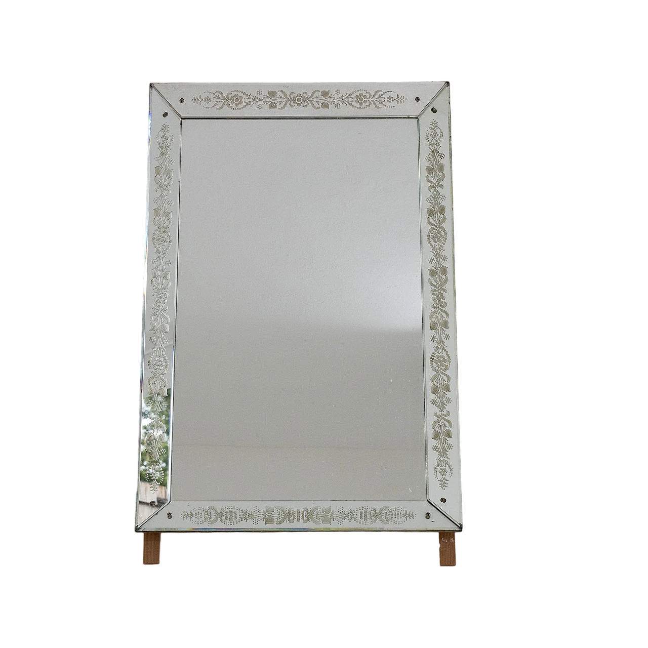 Venetian worked and engraved glass mirror, 1940s 2