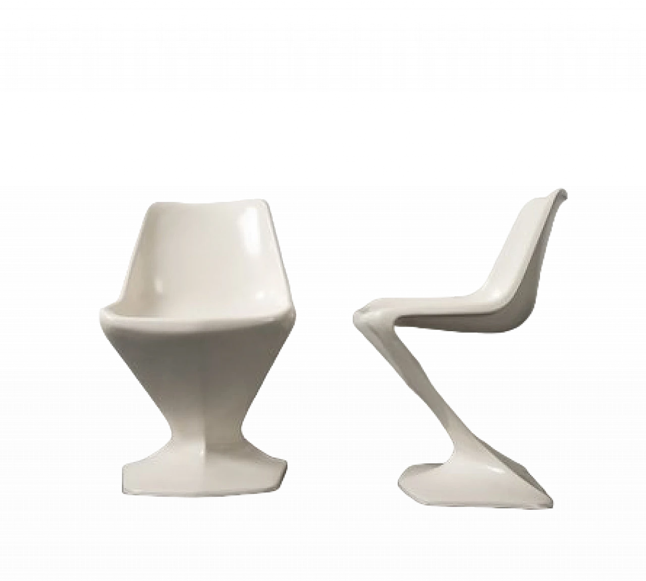 Pair of white fibreglass chairs, 1960s 11