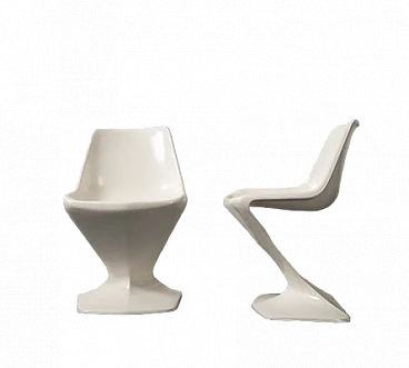 Pair of white fibreglass chairs, 1960s