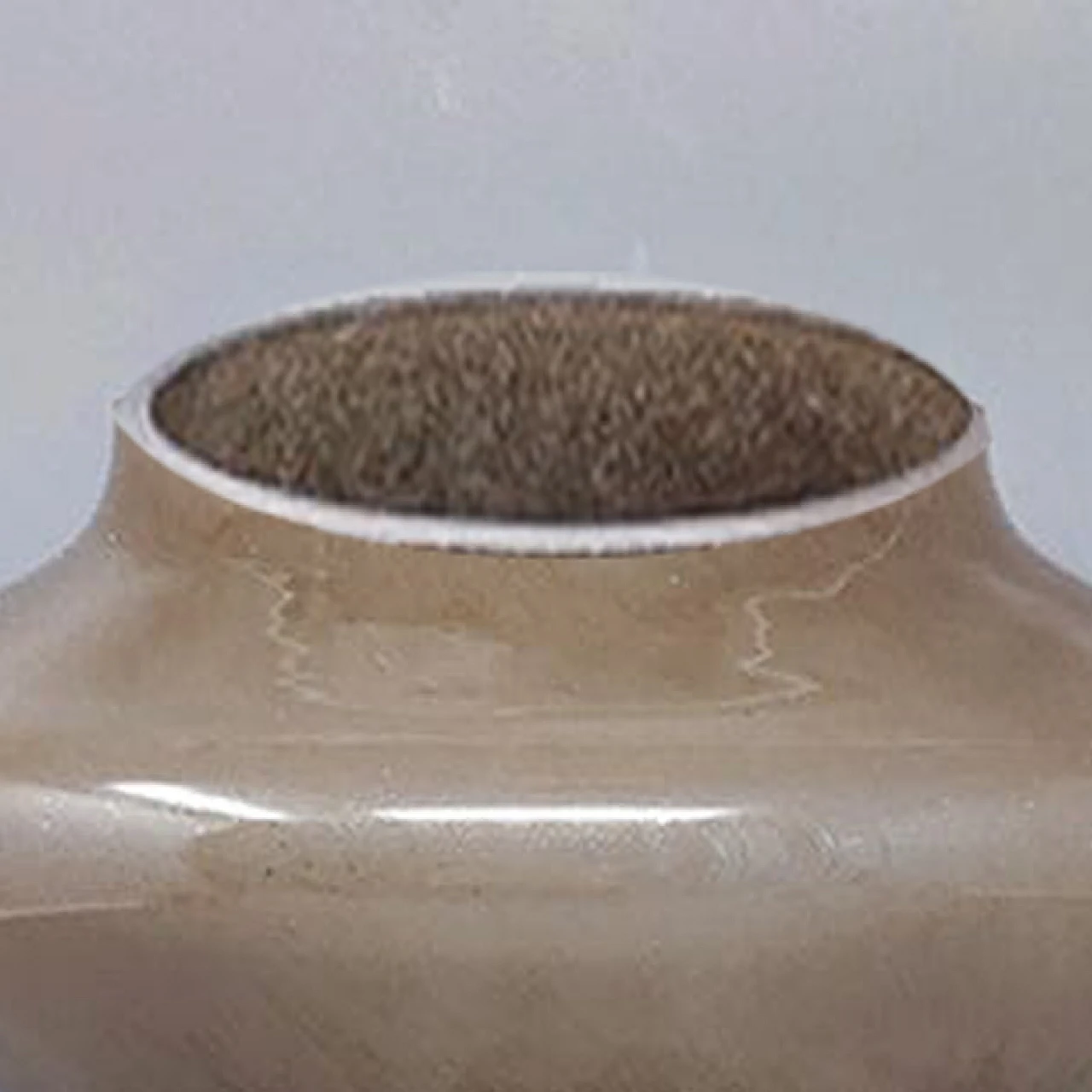 Vaso in vetro di Murano beige di Dogi, anni '70 6