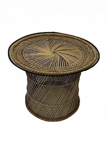 Wicker and bamboo coffee table by Franco Albini, 1950s